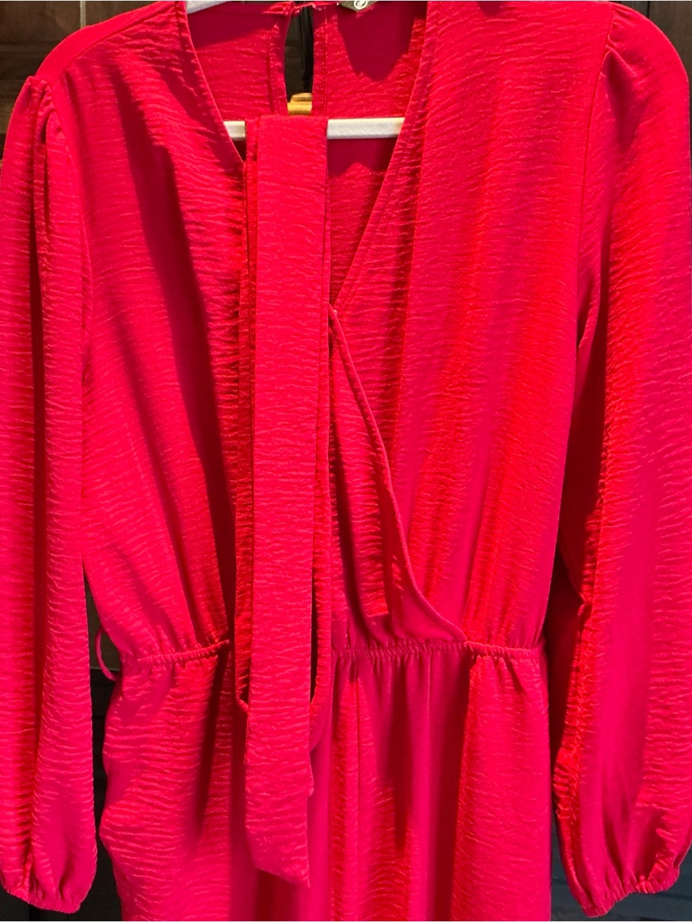 Bold Red V-Neck Tie-Waist Jumpsuit